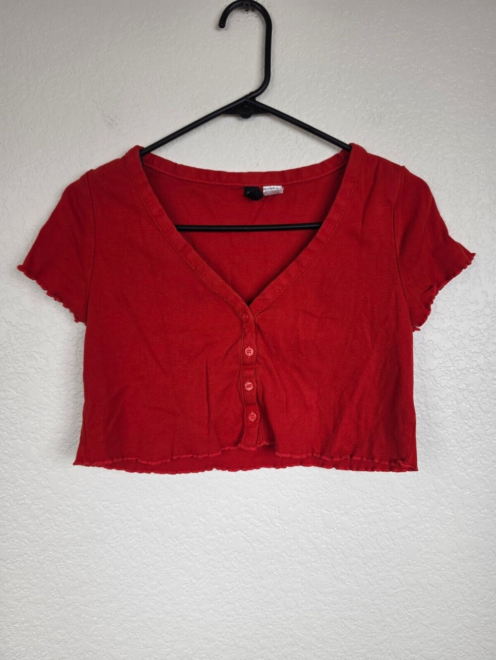 Red Small Button Up Crop Top Divided H&M
